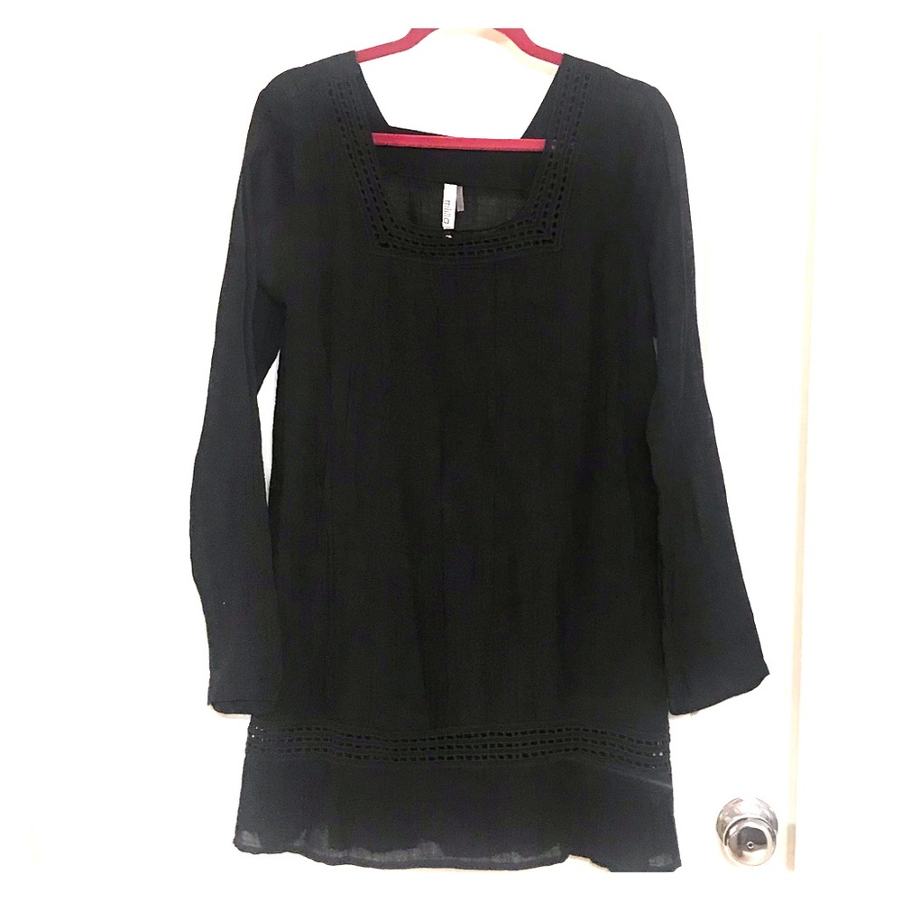 NWT Miilla long-sleeve black linen dress, size M